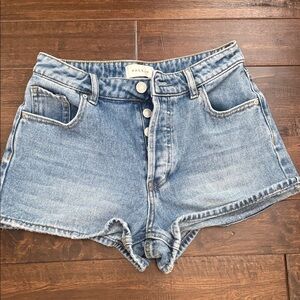 PacSun Light Blue High-Rise Button-Front Denim Shorts
